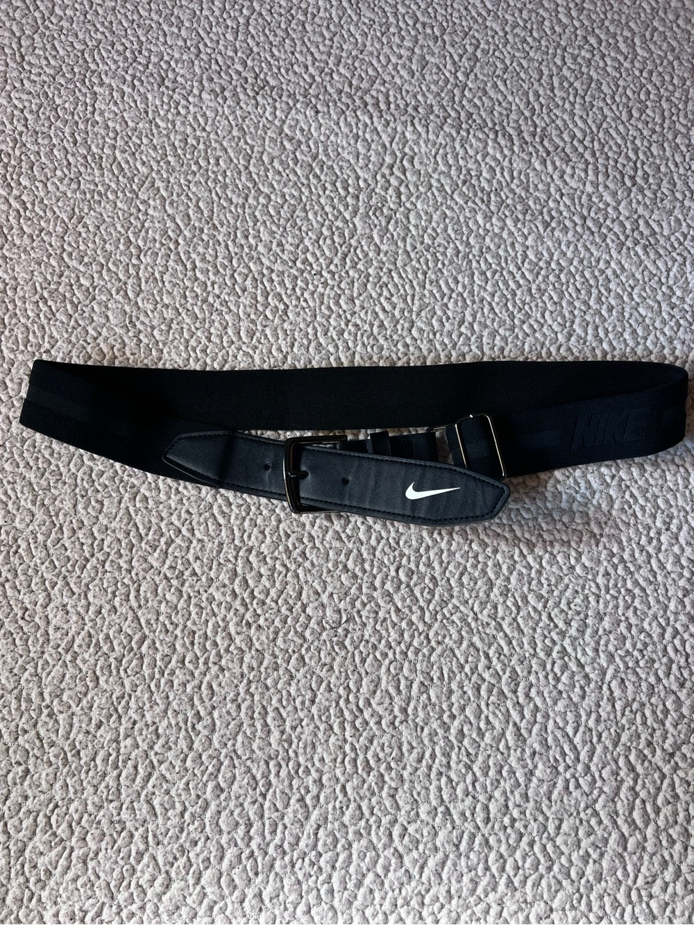 Nike Logo Stretch Belt Black White Logo One Size 39” Long